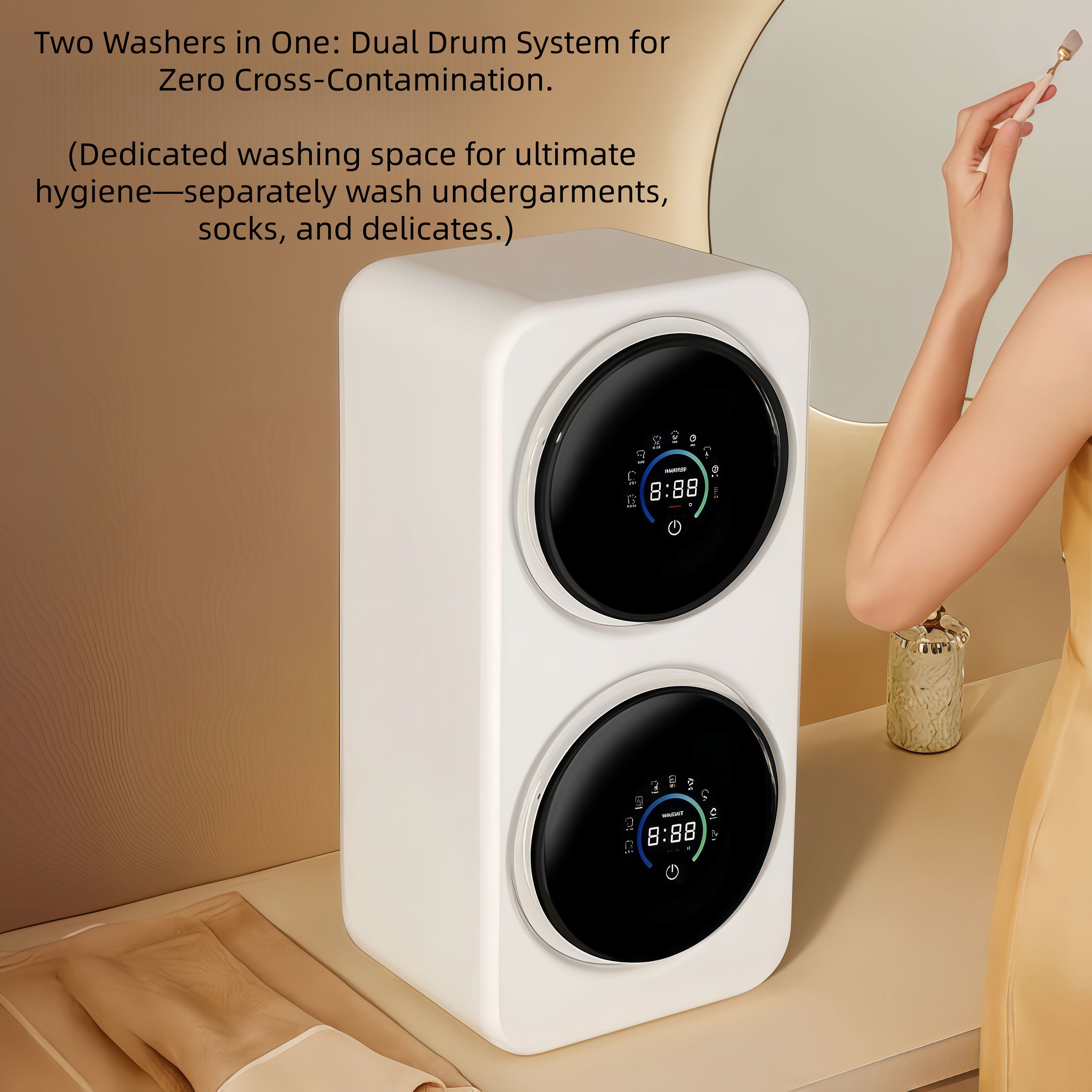 White Dual-Drum Washer/Dryer Combo (All-in-One, Compact, Desktop or Wall-Mount)